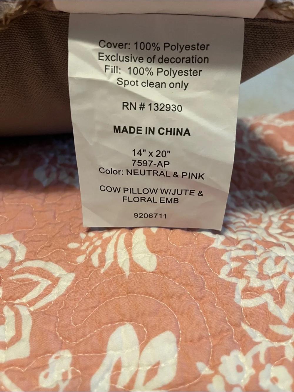 Whimsical Floral Highland Cow Decorative Pillow - Cream